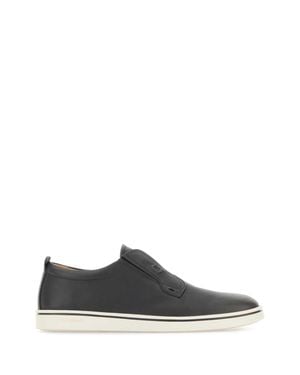 Ferragamo Alfie Dark Leather Slip-On Loafers For - Gray