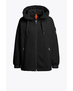Parajumpers Style Oversized Drawstring Hood Zip-Front Jacket For - Black