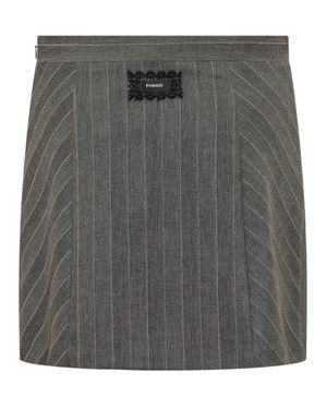 Pinko Mini Skirt With Tailored Fit, Size L - Gray