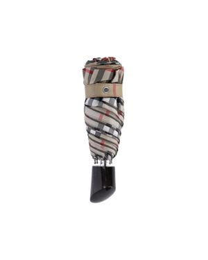 Burberry Folding Umbrella With Equestrian Design - White