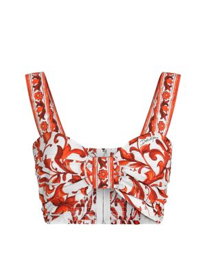 Dolce & Gabbana Elegant Bow Front Shirt - Red