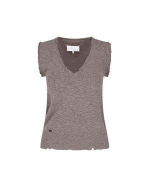 Maison Margiela Distressed Knit Tank Top - Purple