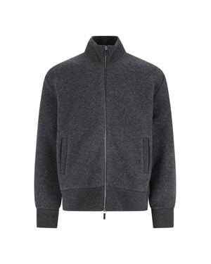 Thom Browne Zip-Front Knit Jacket - Gray