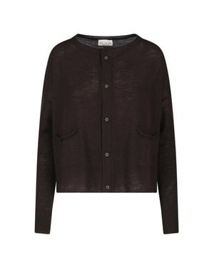 Ma'ry'ya Virgin Wool Button-Front Cardigan - Black