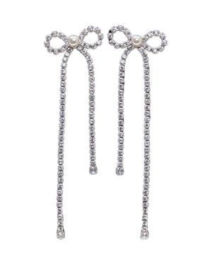 Self-Portrait Bow Detail Earrings - White