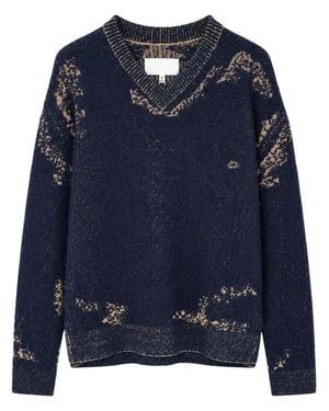 Maison Margiela Textured V-Neck Sweater - Blue