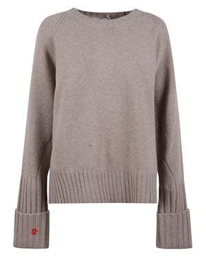 Tory Burch Merino Wool Round Neck Sweater - Brown