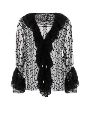 Alberta Ferretti Tulle Blouse - Black