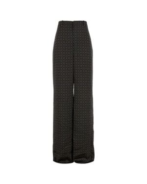 Saint Laurent Pritned Satin Wide-Leg Pant - Black