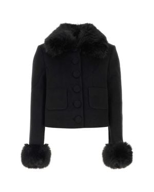 Self-Portrait Wool Blend Mini Jacket - Black