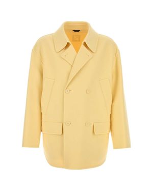 Fendi Wool Double-Breasted Pea Coat - Yellow
