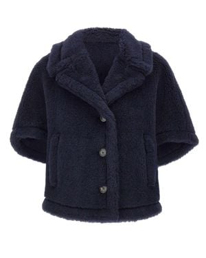 Max Mara Mxacorvino Teddy Fabric Cape - Blue