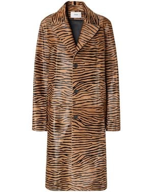 Fendi Zebra-Print Long Coat - Brown