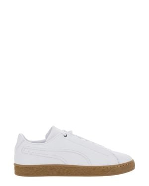 PUMA Leather Low-Top Sneakers With Front Lace-Up Closure - White