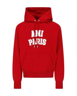 Ami Paris Cotton Sweatshirt Sweater - Red