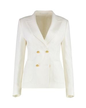 0205 Tagliatore J-Coral Boucle Jersey Single-Breasted Jacket - White