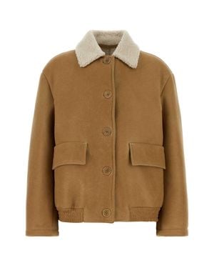 SANTORO Shearling Leather Jacket - Brown