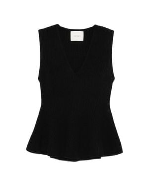 Lisa Yang V-Neck Ribbed Cashmere Sweater - Black