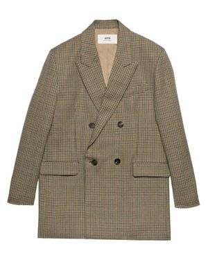 Ami Paris Virgin Wool Blazer With Pied De Poule Motif - Multicolor