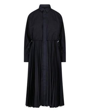 Sacai Pleated Shirt Dress - Black
