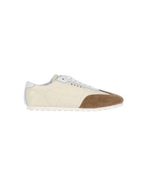 Marni Leather-Trim Sneaker With Natural-Finish Upper - White