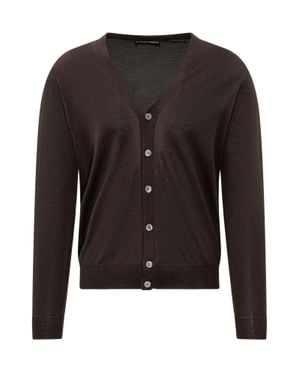 FILIPPO DE LAURENTIIS Button-Front Wool Cardigan - Black