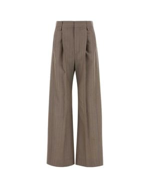 Victoria Beckham Wool Palazzo Pant With Wide-Leg Silhouette - Brown