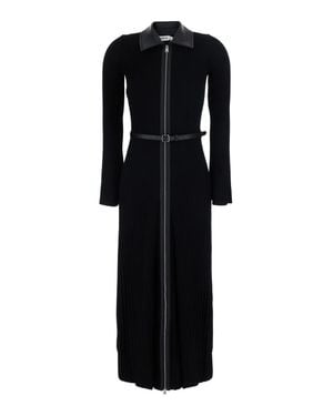 Jonathan Simkhai Viscose Shirt Collar Dress With Waist Belt And Front Zip - Black