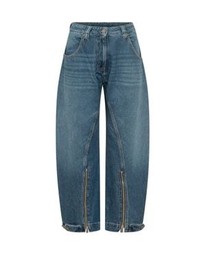 Pinko Zip-Detail Relaxed Denim Pants - Blue