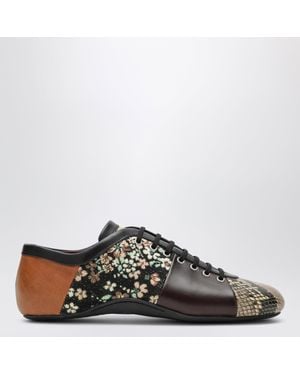 Dries Van Noten Patchwork Leather Ballerina Sneakers - Black