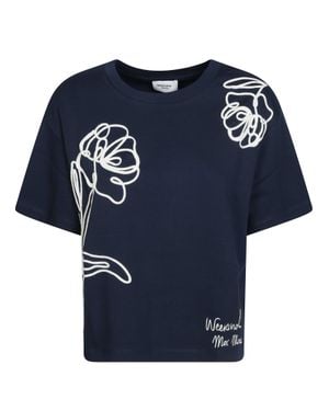 Weekend by Maxmara Embroidered Flower T-Shirt - Blue