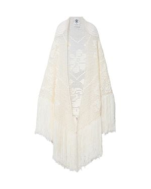 Chiara Is Peony Mini Merino Wool Dress With Round Neck And Long Sleeves - White