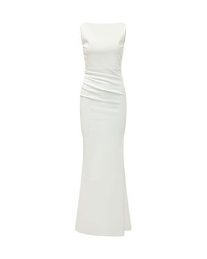 Chiara Boni Elegant Long Ajour Suit With Dramatic Neckline - White