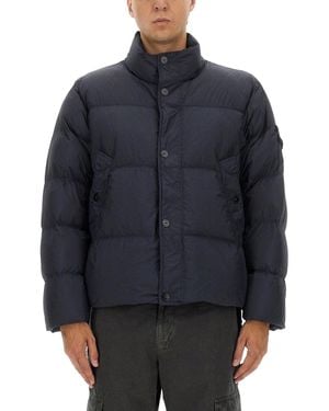 Stone Island Solid Mock Collar Jacket - Blue