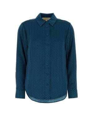 MICHAEL Michael Kors Printed Satin Shirt - Blue