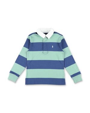 Polo Ralph Lauren Boys Striped Long Sleeve Rugby Shirt - Blue