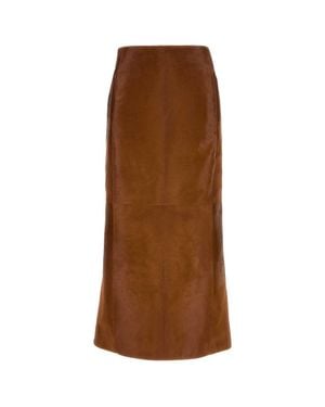 Alaïa Leather Haircalf Mini Skirt - Brown