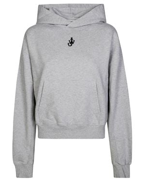 JW Anderson Cropped Cotton Hoodie - Gray