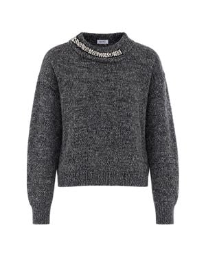 Liu Jo Embellished Mock Neck Sweater - Gray