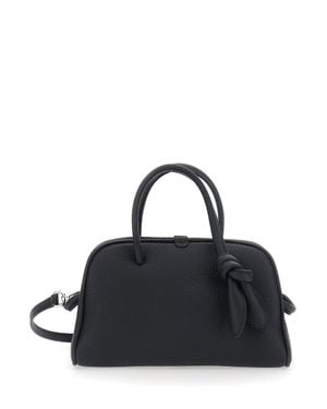 Jacquemus Le Petit Turismo Mini Leather Handbag With Adjustable Removable Strap, Zip Closure & -Tone Hardware (26X16X11 Cm) - Black