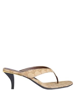 Gucci Tonal Lining And Insole Almond-Toe Mid-Heel Sandals - Metallic