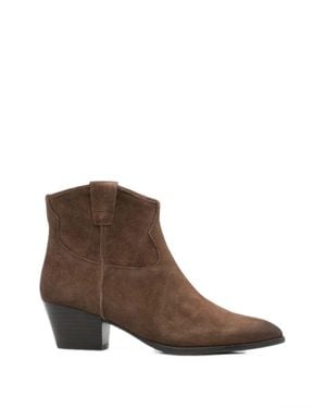 Ash Vintage Suede Mini Ankle Boots With Zip Closure - Brown