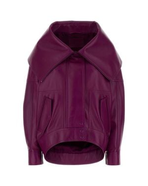 Balenciaga Oversize Leather Jacket With Lamb Lining - Purple