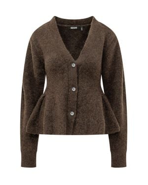ROTATE BIRGER CHRISTENSEN Knit Peplum Cardigan - Brown