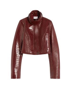 Sportmax Alligator-Print Collar Jacket - Red