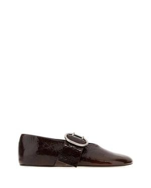 Jil Sander Buckle-Detail Leather Ballerina Flats - Brown