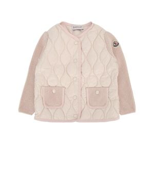 Moncler Mini Cardigan For Kids - Natural