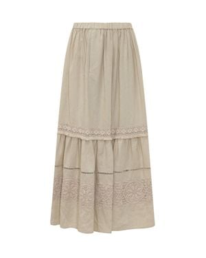 Weekend by Maxmara Weekend-Inspired Linen Mini Skirt With Embroidered Trim - White