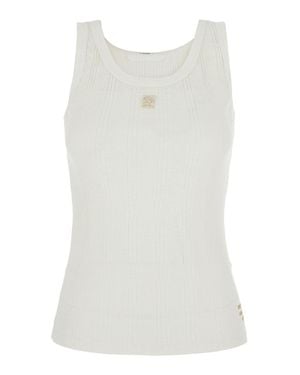 Mother Tech Fabric Round Neck Short Sleeve Top - White
