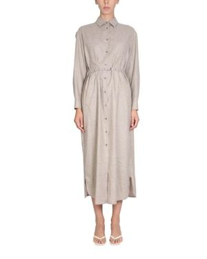 Aspesi Wool Blend Shirt Dress - Natural